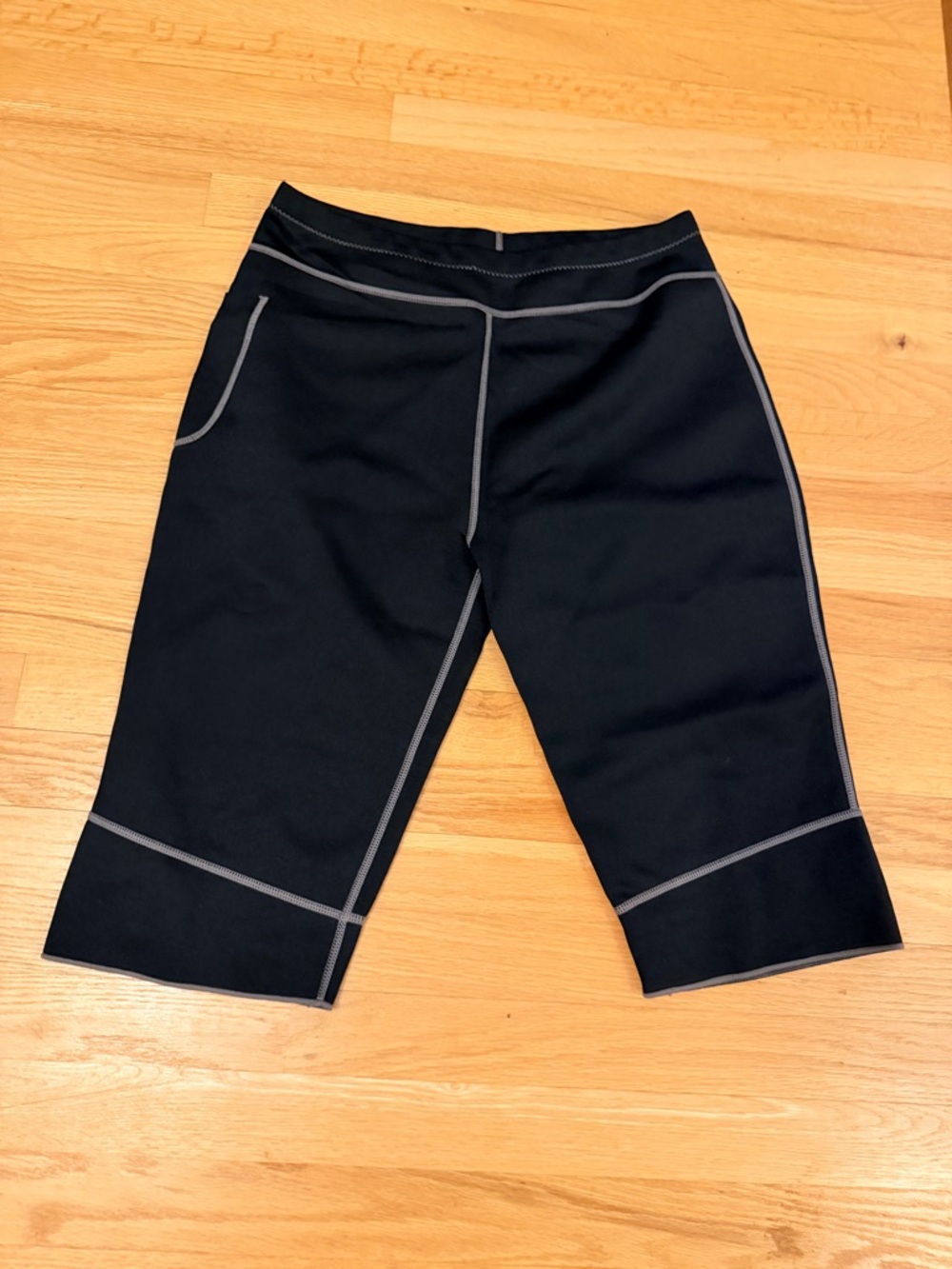 Women's Black Neoprene Sauna Yoga Pants with Contrast Stitching